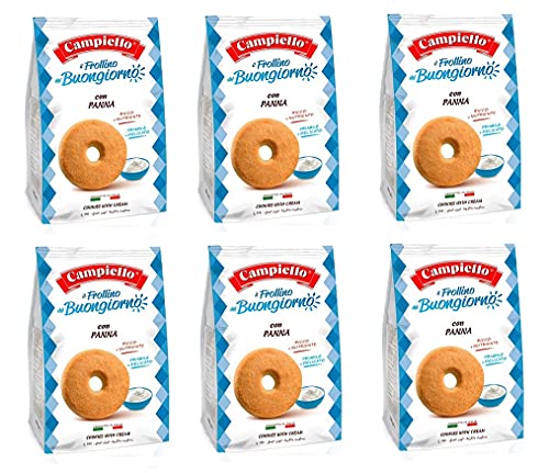 6x Campiello i Biscotti del Buongiorno Frollini alla panna Sahne Shortbread Kekse mit Sahne 700g biscuits cookies 100% Italienische Kekse von Campiello