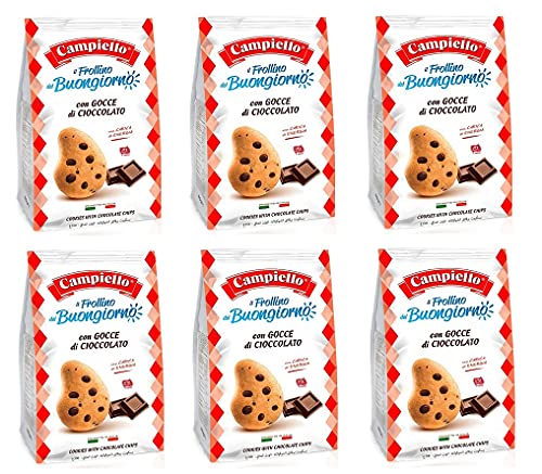 6x Campiello i Biscotti del Buongiorno Frollini con gocce di cioccolato Shortbread mit Schokoladenstückchen 700g biscuits cookies 100% Italienische Kekse 6x Campiello i Biscotti del Buongiorno Frollini con gocce di cioccolato Shortbread mit Schokoladenstückchen 700g biscuits cookies 100% Italienische Kekse von Campiello
