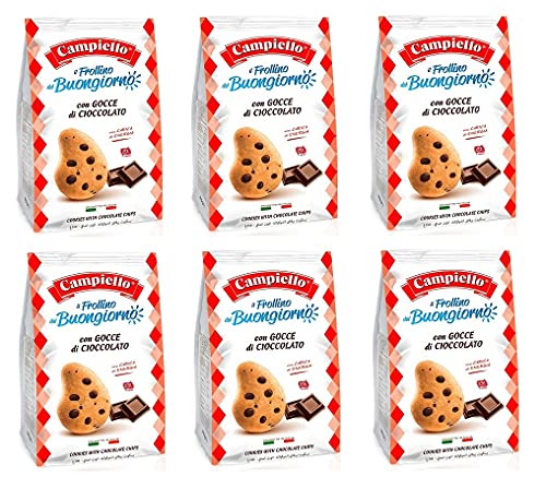 6x Campiello i Biscotti del Buongiorno Frollini con gocce di cioccolato Shortbread mit Schokoladenstückchen 700g biscuits cookies 100% Italienische Kekse von Campiello