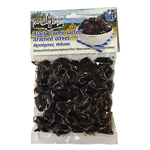 Candia Crop Griechische Schwarze Gesalzene Abgelassene - Throuba Oliven, 5er Pack x 200g (Ingesamt: 1 kg) von Candia Crop