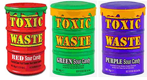Toxic Waste Mix | Red Sour Candy | Purple Sour Candy | Green Sour Candy | 3x42g von Candy Dynamics