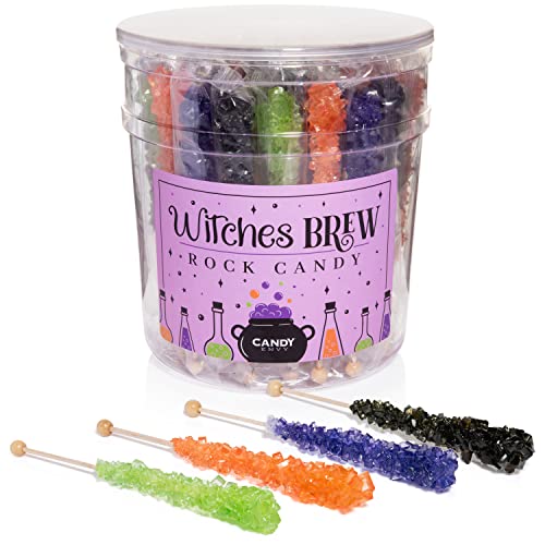 Witches Brew Rock Candy Kristallstäbchen – 36 Stück verpackt – Halloween-Thema von Candy Envy