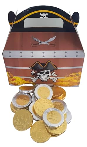 Goldmünzen aus Schokolade 400g | Ca. 60 Stück | Plus Schatztruhe aus Karton Goldmünzen aus Schokolade 400g | Ca. 60 Stück | Plus Schatztruhe aus Karton von Candy Hockenheim