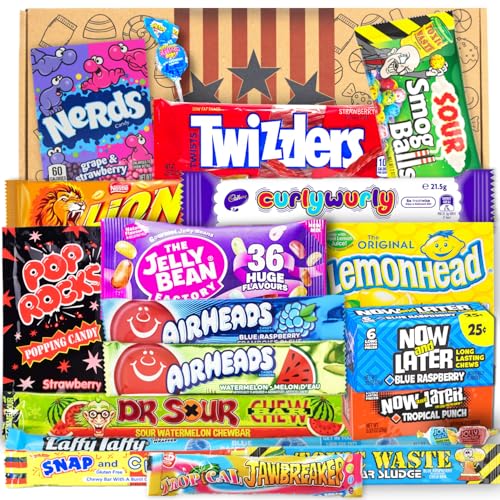 Sweets USA Süßigkeiten Box | 21 Stück | Sweet Candy | Box voller Top Produkte | USA Import | Geburtstag | Bestes Geschenk | Partyknaller | Muttertag | Candy & Bar ® von Candy & Bar