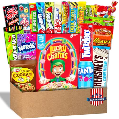 XXL 1,5 KG USA Candy Box | BIG American Candy Box | US Sweets and Drinks | Lucky Charms Originalgröße | Geburtstag | Geschenkbox | besonderer Anlass | Muttertag | Candy & Bar ® von Candy & Bar