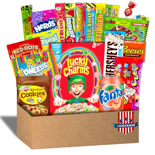 XXL 1,5 KG USA Candy Box | BIG American Candy Box | US Sweets and Drinks | Lucky Charms Originalgröße | Geburtstag | Geschenkbox | besonderer Anlass | Muttertag | Candy & Bar ® von Candy & Bar