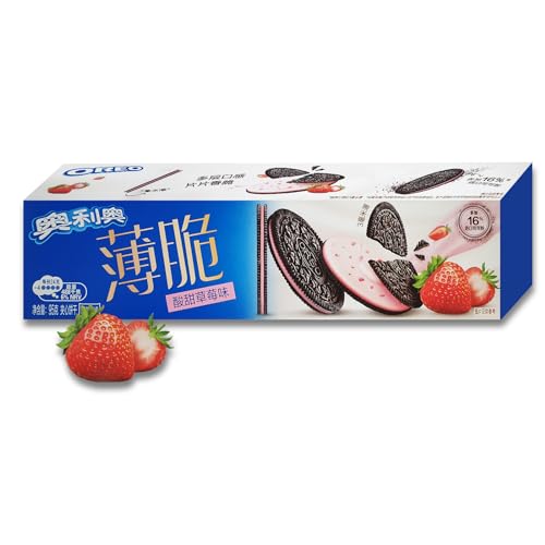 Oreo Kekse Birthday Cake Asia Versciedene Sorten xotisch erfrischend Erdbeere Pfirsich Cookie Candy (Thins Strawberry 95g) von Candygirls