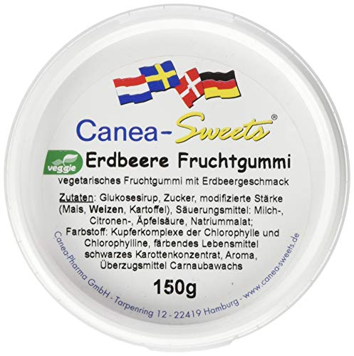 Canea-Sweets Erdbeeren Fruchtgummi vegetarisch Dose, 150 g 16226686 von Canea-Sweets