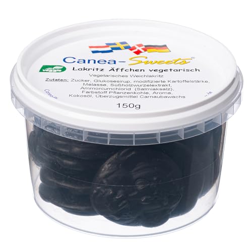 Canea Sweets Lakritz Äffchen | Mit Lakritz und Salmiaksalz | Für echte Lakritzfans | Vegetarisch | 150 g von Canea-Sweets