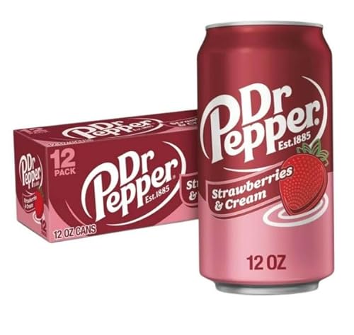 Kohlensäurehaltiges Getränk Dr Pepper - Erfrischungsgetränk - Geschmack Strawberry Cream Soda - 12 Stück von Cannapla