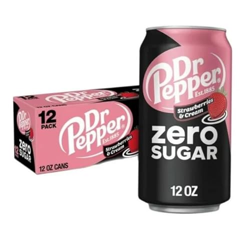 Kohlensäurehaltiges Getränk Dr Pepper Zero - Erfrischungsgetränk - Geschmack Strawberry Cream Soda Zero - 12 Stück von Cannapla
