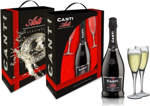 Canti Asti D.O.C.G. Spumante Süßer Sekt + 2 Gläser Wein - Champagner (1 x 0.75l) von CANTI