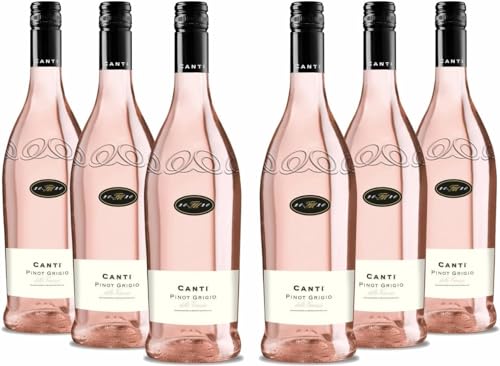 Canti - Pinot Grigio delle Venezie D.O.C., italienischer Rosé Wein 12%, frisches Pfirsicharoma mit lebendigen beeren und Steinobstgeschmack, 6x750 ml von CANTI