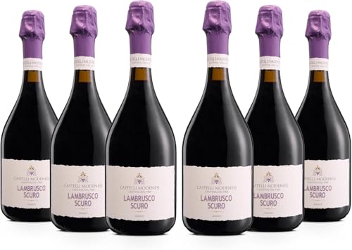 Castelli Modenesi Lambrusco Scuro Amabile Emilia IGT, Rotwein mit vollem und ausgewogenem Geschmack, 8 Prozent Vol., 6 Flaschen 750 ml Castelli Modenesi Lambrusco Scuro Amabile Emilia IGT, Rotwein mit vollem und ausgewogenem Geschmack, 8 Prozent Vol., 6 Flaschen 750 ml von Cantina Castelli Modenesi