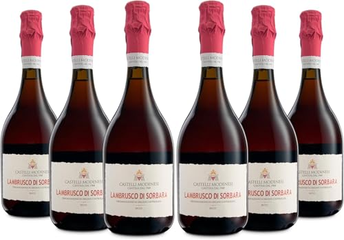 Castelli Modenesi Lambrusco di Sorbara DOC, Rotwein mit frischem und spritzigem Geschmack, fruchtiges und intensives Bouquet, 11 Prozent Vol., 6 Flaschen 750 ml von Cantina Castelli Modenesi