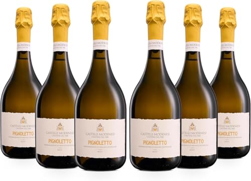 Castelli Modenesi - Pignoletto DOC Perlwein, Weißwein mit weichem Geschmack und frischem und fruchtigem Bouquet, 11Prozent Vol., Karton mit 6 Flaschen 750 ml von Cantina Castelli Modenesi