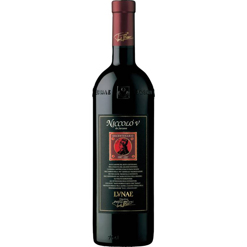 Lunae Niccolo V Riserva, Colli di Luni DOC, Ligurien, 2018, Rotwein von Cantine Lunae Bosoni S.r.l., IT-19034 Ortonovo (SP)