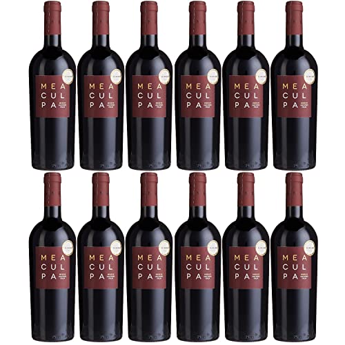 MEA CULPA Vino Rosso Italia Rotwein Wein Halbtrocken DOC Sizilien I Visando Paket (12 Flaschen) von Cantine Minini