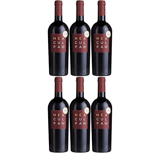 MEA CULPA Vino Rosso Italia Rotwein Wein Halbtrocken DOC Sizilien I Visando Paket (6 Flaschen) von Cantine Minini