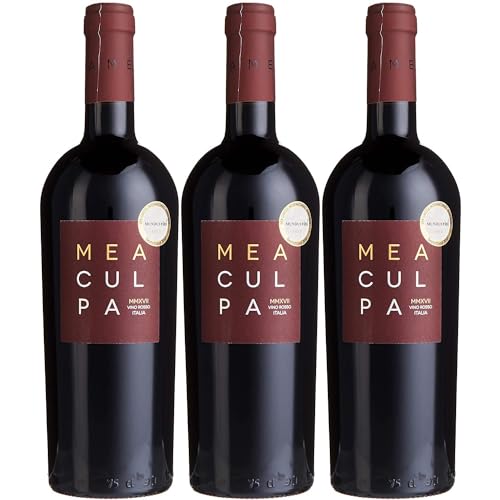 MEA CULPA Vino Rosso Italia Rotwein Wein Halbtrocken DOC Sizilien Inkl FeinWert E-Book (3 x 0,75l) von Cantine Minini