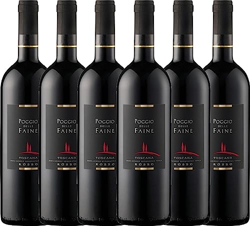 Rosso Toscana von Poggio delle Faine - Rotwein 6 x 0,75l 2017 VINELLO - 6er - Weinpaket inkl. kostenlosem VINELLO.weinausgießer von Cantine Minini