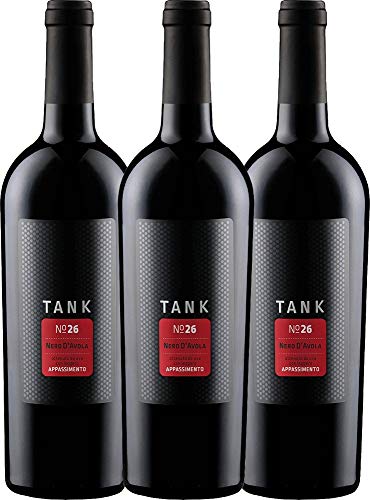 TANK No 26 Nero d'Avola Appassimento von Cantine Minini - Rotwein 3 x 0,75l 2021 VINELLO - 3er - Weinpaket inkl. kostenlosem VINELLO.weinausgießer von Cantine Minini
