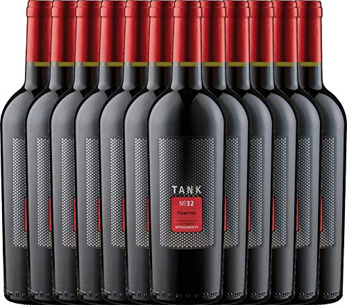 VINELLO 12er Weinpaket Primitivo - TANK No 32 Primitivo Appassimento 2021 - Cantine Minini mit einem VINELLO.weinausgießer | 12 x 0,75 Liter von Cantine Minini