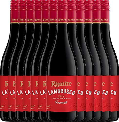 VINELLO 12er Weinpaket - Lambrusco Rosso Emilia IGT - Cantine Riunite mit einem VINELLO.weinausgießer | | 12 x 0,75 Liter von Cantine Riunite & CIV