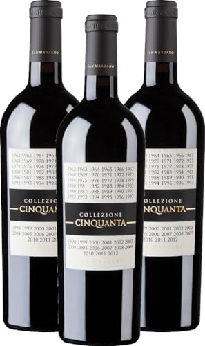 Collezione Cinquanta Vino Rosso d'Italia Cantine San Marzano Rotwein 3 x 0,75l VINELLO - 3 x Weinpaket inkl. kostenlosem VINELLO.weinausgießer von Cantine San Marzano