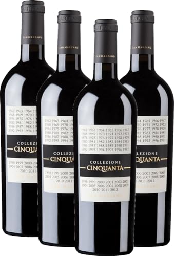 Collezione Cinquanta Vino Rosso d'Italia Cantine San Marzano Rotwein 4 x 0,75l VINELLO - 4 x Weinpaket inkl. kostenlosem VINELLO.weinausgießer von Cantine San Marzano