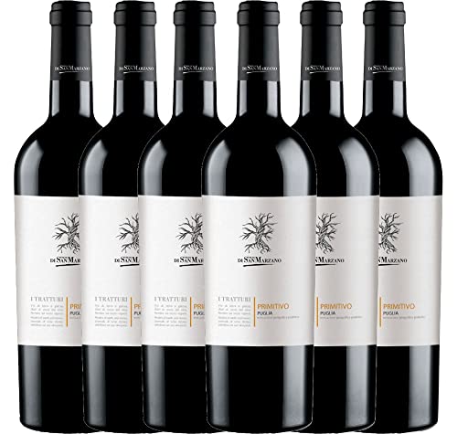 I Tratturi Primitivo von Cantine San Marzano - Rotwein 6 x 0,75l 2021 VINELLO - 6er - Weinpaket inkl. kostenlosem VINELLO.weinausgießer von Cantine San Marzano