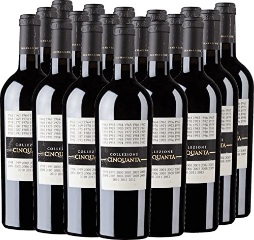 VINELLO 18er Weinpaket Rotwein - Collezione Cinquanta Vino Rosso d'Italia - Cantine San Marzano mit einem VINELLO.weinausgießer | 18 x 0,75 Liter von Cantine San Marzano