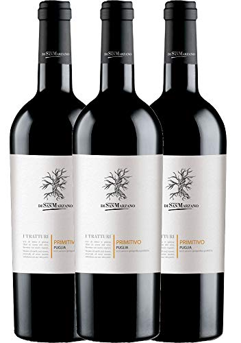 I Tratturi Primitivo von Cantine San Marzano - Rotwein 3 x 0,75l 2021 VINELLO - 3er - Weinpaket inkl. kostenlosem VINELLO.weinausgießer von Cantine San Marzano