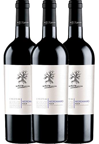 VINELLO 3er Weinpaket Rotwein - I Tratturi Negroamaro 2021 - Cantine San Marzano mit einem VINELLO.weinausgießer | 3 x 0,75 Liter von Cantine San Marzano