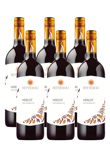 Settesoli Merlot vegan – Trockener leichter Rotwein aus Sizilien (6 x 0,75L) von Settesoli