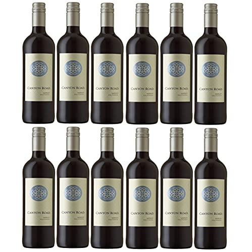 Canyon Road Merlot Rotwein Wein halbtrocken Kalifornien (12 Flaschen) von Poiget