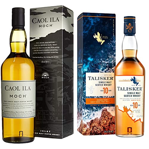 Caol Ila Moch Islay Single Scotch Malt Whisky 43% vol 700ml & Talisker 10 Jahre mit Geschenkverpackung Preisgekrönter, aromatischer Single Malt Scotch Whisky 45.8% vol 700ml von Caol Ila