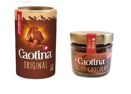 Caotina Original Trinkschokolade Pulver (1x 200g) und Caotina Original Schokoladen Creme Brotaufstrich (1x300g) von Caotina