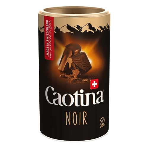 Caotina Noir dunkle Trinkschokolade - Kakao-Pulver für heiße Schokolade mit 45% Kakaoanteil und dunkler Schweizer Schokolade - feinster Cacao nachhaltig und zertifiziert, 500g von Caotina