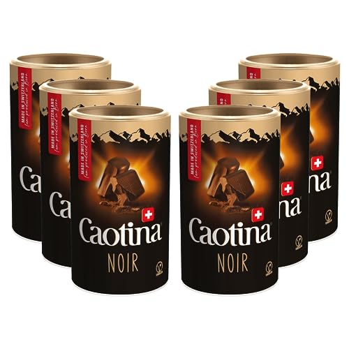 Caotina Noir dunkle Trinkschokolade - Kakao-Pulver für heiße Schokolade mit 45% Kakaoanteil und dunkler Schweizer Schokolade - feinster Cacao nachhaltig und zertifiziert (6 x 500g) von Caotina