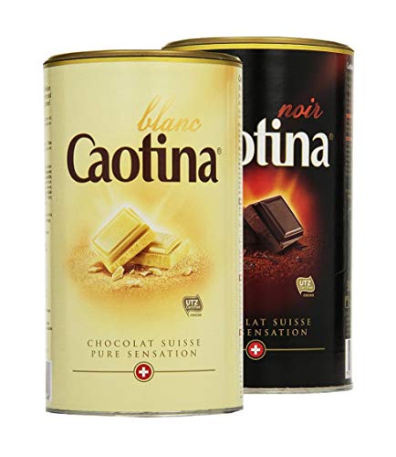 Caotina Trinkschokolade, Kakao Pulver mit feinster Schweizer Schokolade, Heisse Schokolade Dose noir + blanc, 2er Pack, (2x500g) von Caotina