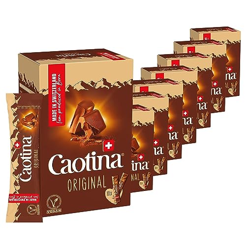 Caotina Original Trinkschokolade Sticks Tassenportion, Kakao-Pulver für heiße Schokolade mit echter Schweizer Schokolade, Cacao nachhaltig & zertifiziert, 8er Pack (10 Sticks pro Pack) von Caotina