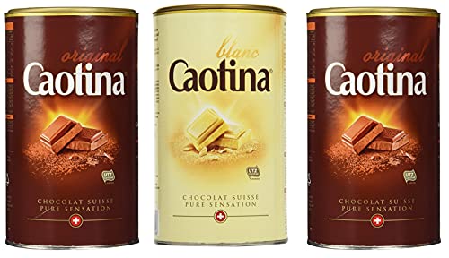 Caotina Set- 2 x Caotina Original Trinkschokolade 500g und 1 x Caotina Blanc Weiße Trinkschokolade 500g von Caotina