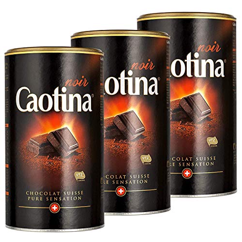 Caotina noir, Kakao Pulver mit dunkler Schweizer Schokolade, heiße Schokolade, Trinkschokolade, 3er Pack, 3 x 500g von Caotina