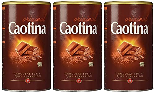 Caotina original, Kakao Pulver mit Schweizer Schokolade, heiße Schokolade, Trinkschokolade, 3er Pack, 3 x 500g von Caotina