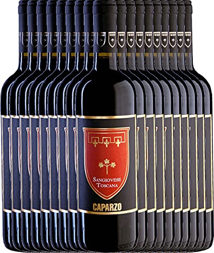 VINELLO 18er Weinpaket - Sangiovese Toscana IGT 2019 - Caparzo mit einem VINELLO.weinausgießer | | 18 x 0,75 Liter von Caparzo