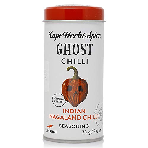 CAPE HERB - Ghost Chilli Indian Nagaland | Scharfe Gewürzmischung mit Birds Eye und Naga-Jolokia Chilischoten. Ideal für Fleisch und Gemüse sowie zum Verfeinern von Suppen und Saucen | Inhalt: 75g CAPE HERB - Ghost Chilli Indian Nagaland | Scharfe Gewürzmischung mit Birds Eye und Naga-Jolokia Chilischoten. Ideal für Fleisch und Gemüse sowie zum Verfeinern von Suppen und Saucen | Inhalt: 75g von Cape Herb & Spice