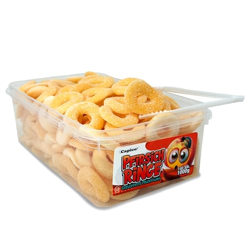 Capico Pfirsichringe Fruchtgummi gezuckert (1000g) in Dose, Halal von Capico
