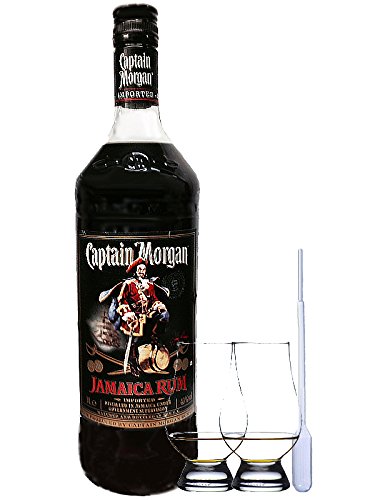 Captain Morgan Black Label Jamaika 40% 0,7 Liter + 2 Glencairn Gläser + Einwegpipette 1 Stück von Captain Morgan Black Label