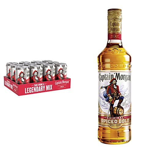 Captain Morgan Original Spiced Gold mit Cola, EINWEG (12 x 0.33 l), 703277 & Original Spiced Gold | Blended Rum | Karibischer Geschmack | 35% vol | 700ml Einzelflasche | von Captain Morgan